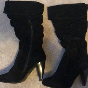 Black Suede Qupid Pump Boot